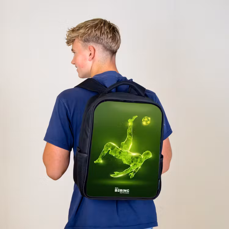 Groene neon omhaal in actie Rugzak - Zwart middel -sfeer8