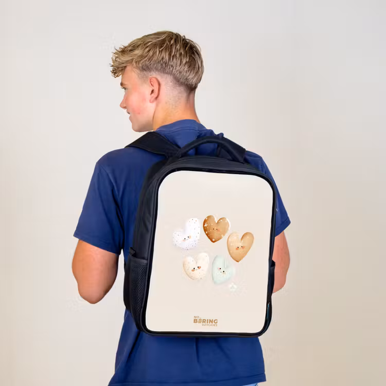 Hartjes in zachte beige tinten Rugzak - Zwart middel -sfeer8