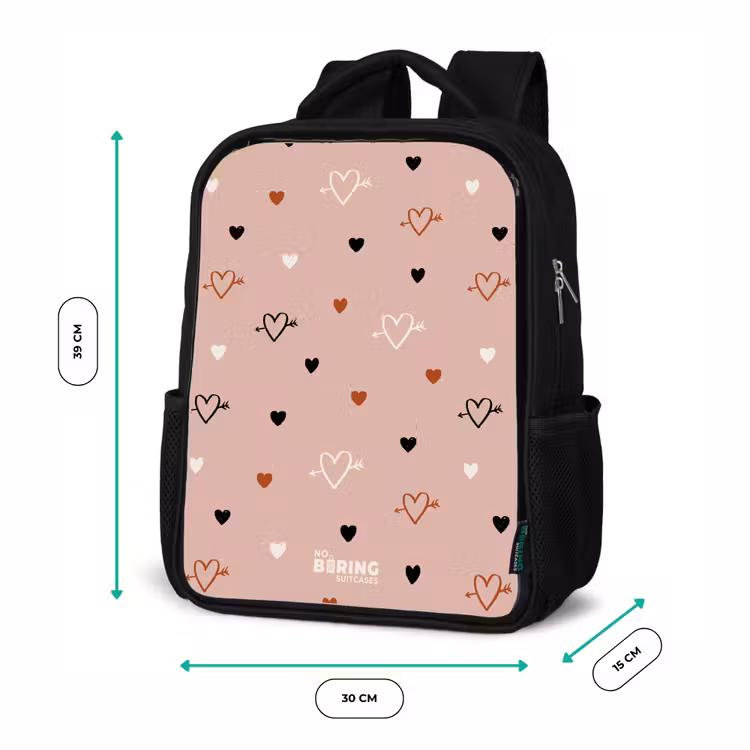 Hartjes met pijlen in zwart, wit en roze Rugzak - Zwart middel -productfoto_formaten