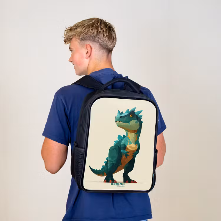 Gehoornde dino met scherpe blik Rugzak - Zwart middel -sfeer8