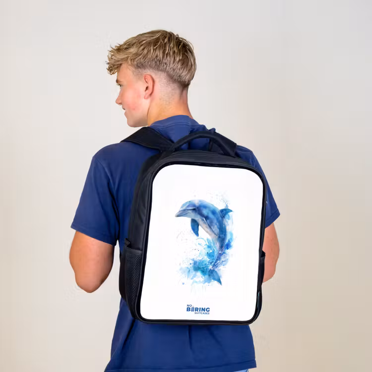 Springende blauwe dolfijn Rugzak - Zwart middel -sfeer8