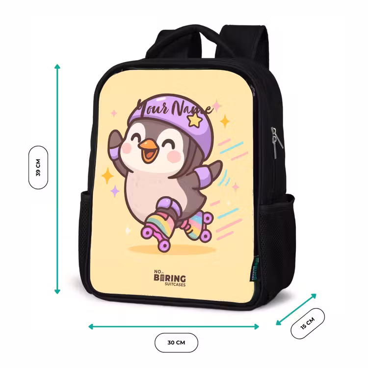 Kawai - Pinguin - Rolschaatsen Rugzak - Zwart middel -productfoto_formaten