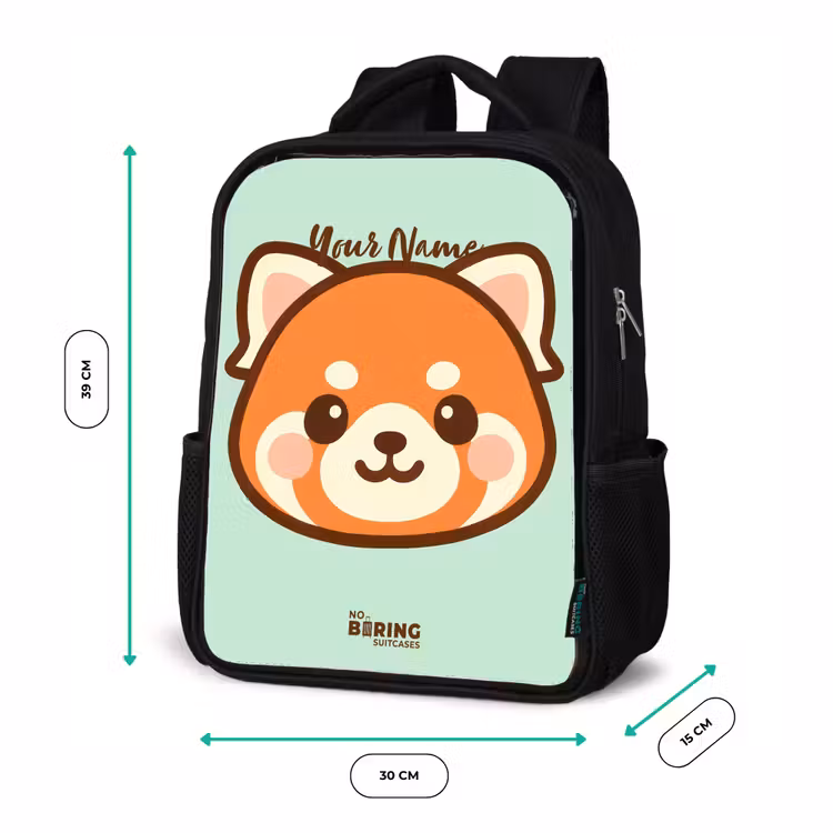 Kawai - Rode panda - Groen Rugzak - Zwart middel -productfoto_formaten