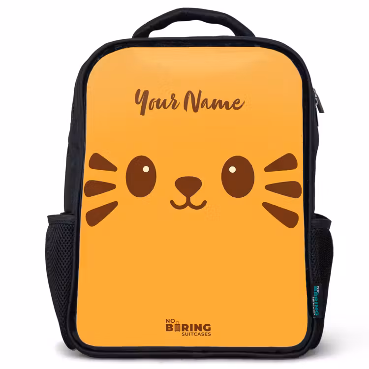 Kawai - Tijger - Oranje Rugzak - Zwart middel -3d