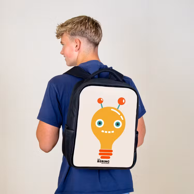 Gloeilamp robot met grote ogen Rugzak - Zwart middel -sfeer8