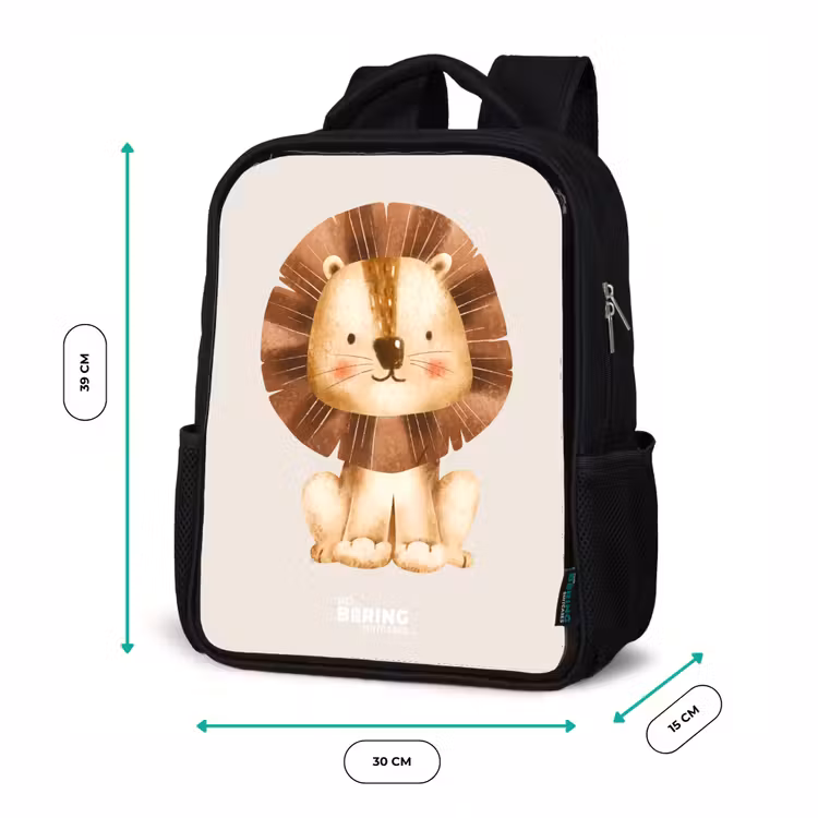 Leeuw illustratie met beige achtergrond Rugzak - Zwart middel -productfoto_formaten