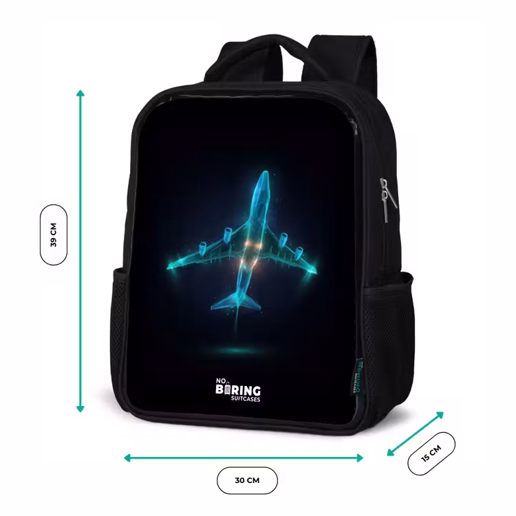 Lichtgevend vliegtuig Rugzak - Zwart middel -productfoto_formaten
