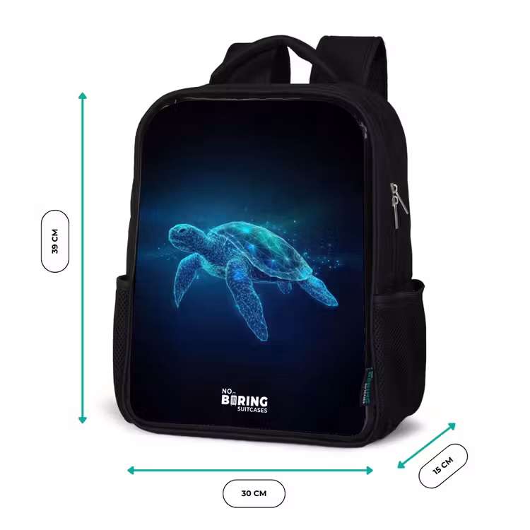 Lichtgevende schildpad in digitale oceaan Rugzak - Zwart middel -productfoto_formaten