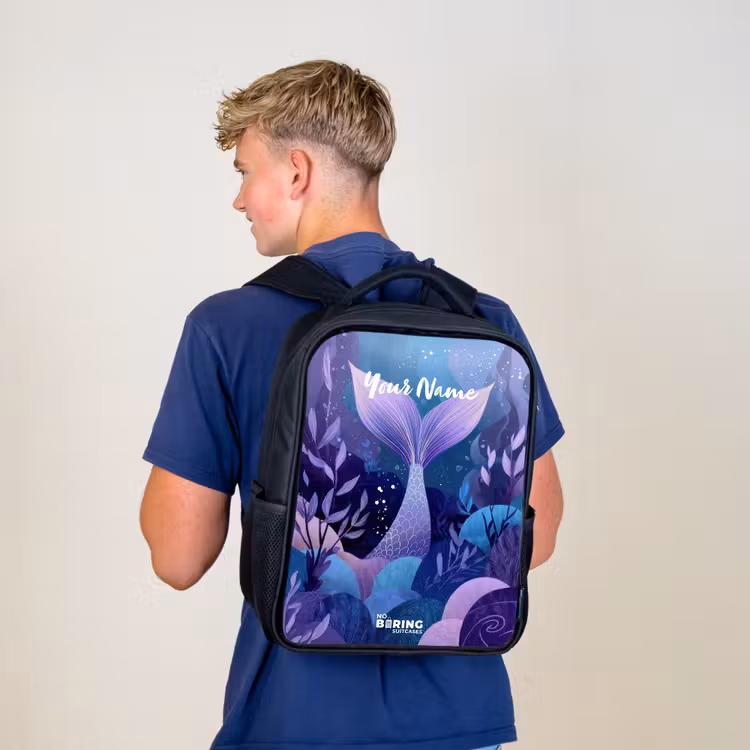 Zeemeermin - Onderwater - Paars - Blauw Rugzak - Zwart middel -sfeer8