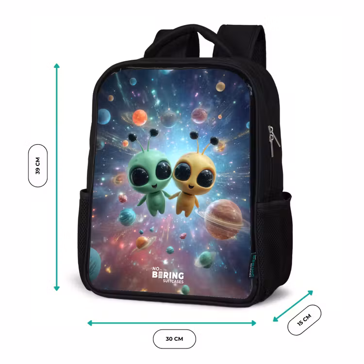 Vrolijke buitenaardse vrienden Rugzak - Zwart middel -productfoto_formaten