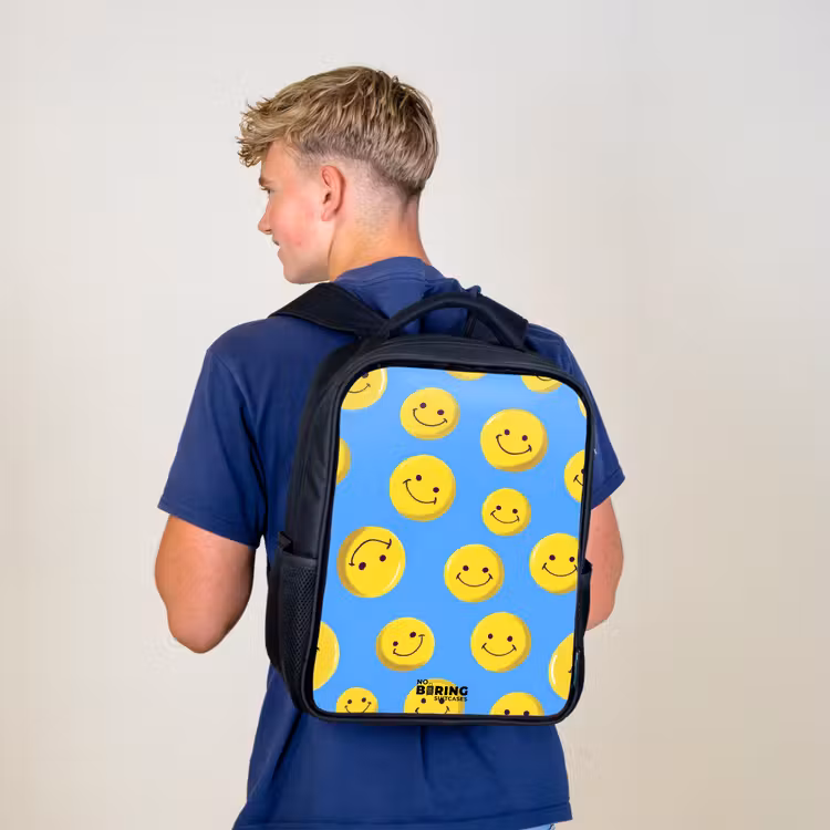 Vrolijke smileyregen Rugzak - Zwart middel -sfeer8