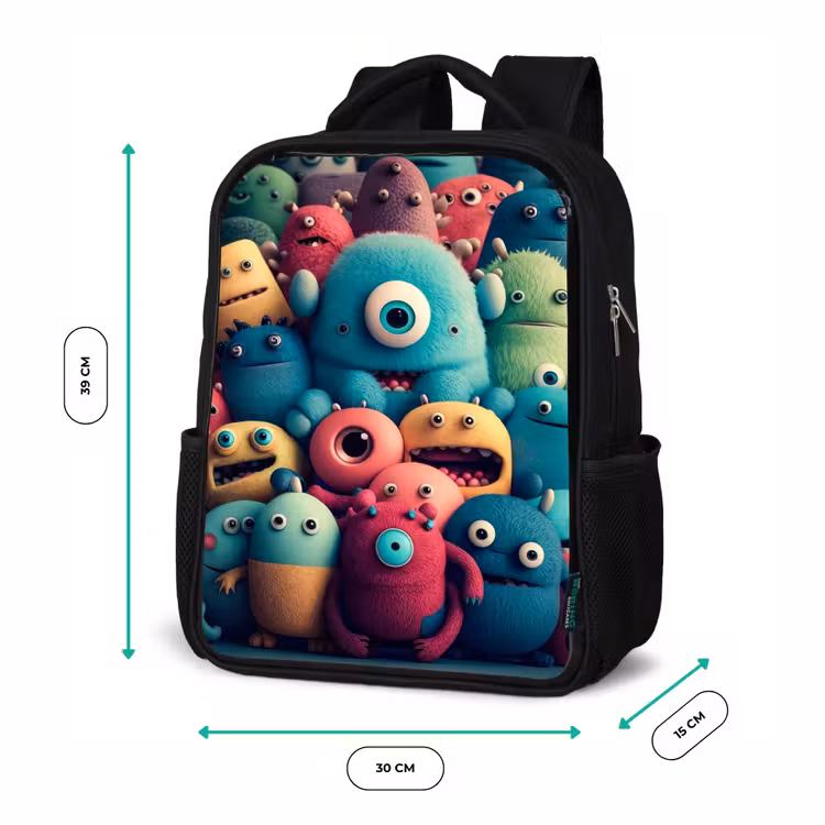 Monster Menigte Rugzak - Zwart middel -productfoto_formaten