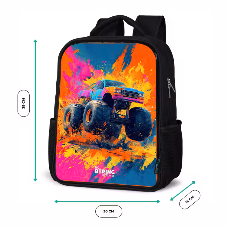 Monstertruck - Verfspatten - Kleurrijk - Explosie Rugzak - Zwart middel -productfoto_formaten