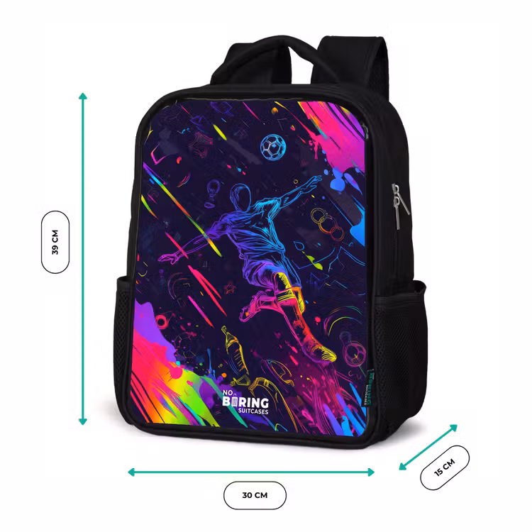 Neon actievolle voetbalspeler Rugzak - Zwart middel -productfoto_formaten
