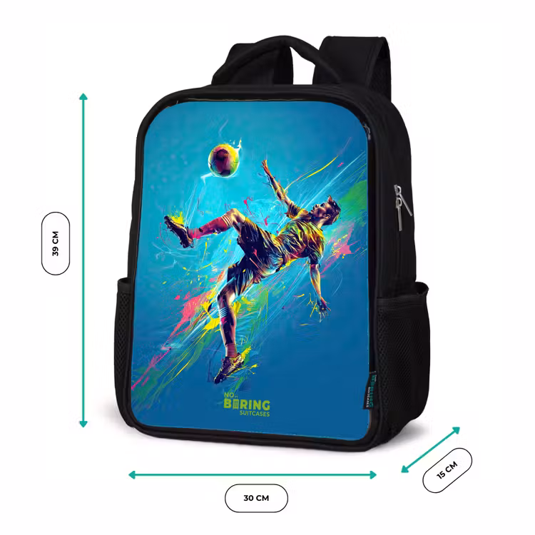 Neon - Voetbal - Schop - Kleurrijk Rugzak - Zwart middel -productfoto_formaten