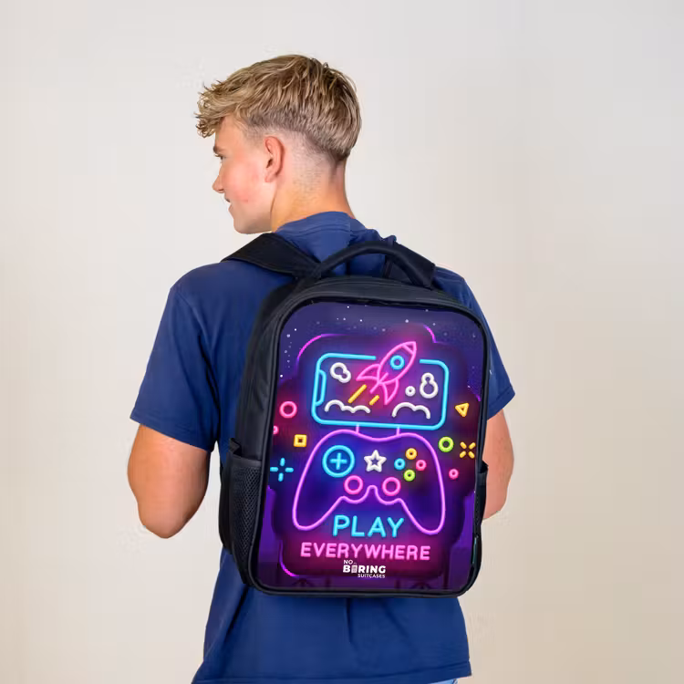 Neonillustratie met een controller Rugzak - Zwart middel -sfeer8