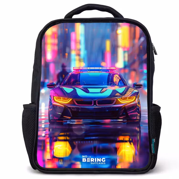 Neon nightcar Rugzak - Zwart middel -3d