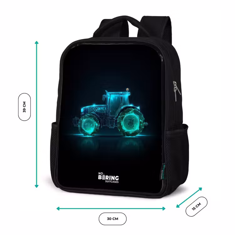 Neontractor op zwarte ondergrond Rugzak - Zwart middel -productfoto_formaten