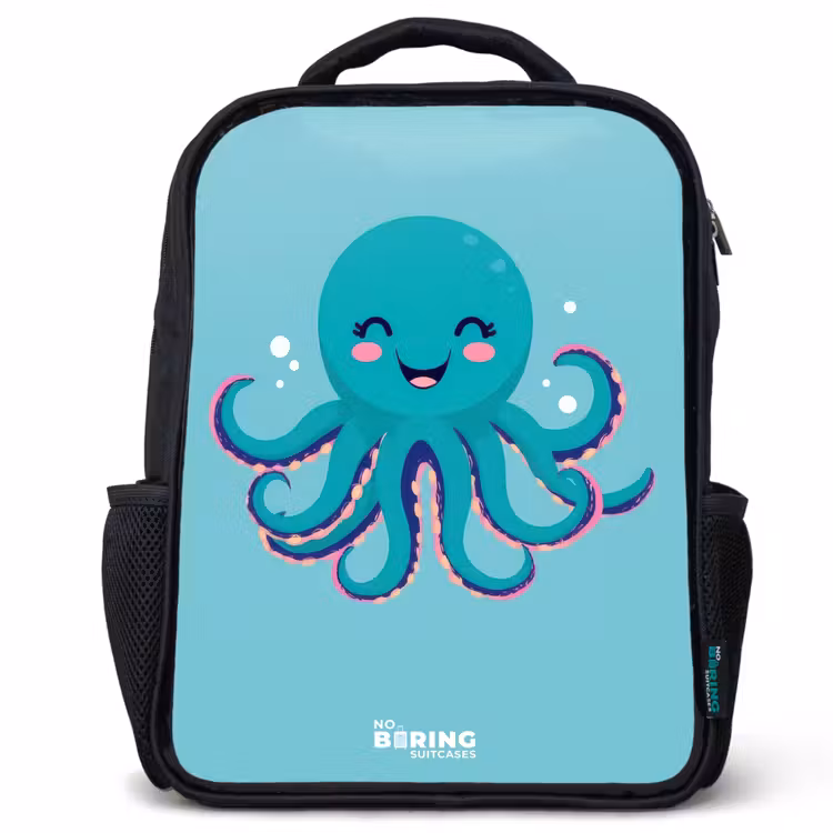 Octopus - Water - Blauw Rugzak - Zwart middel -3d