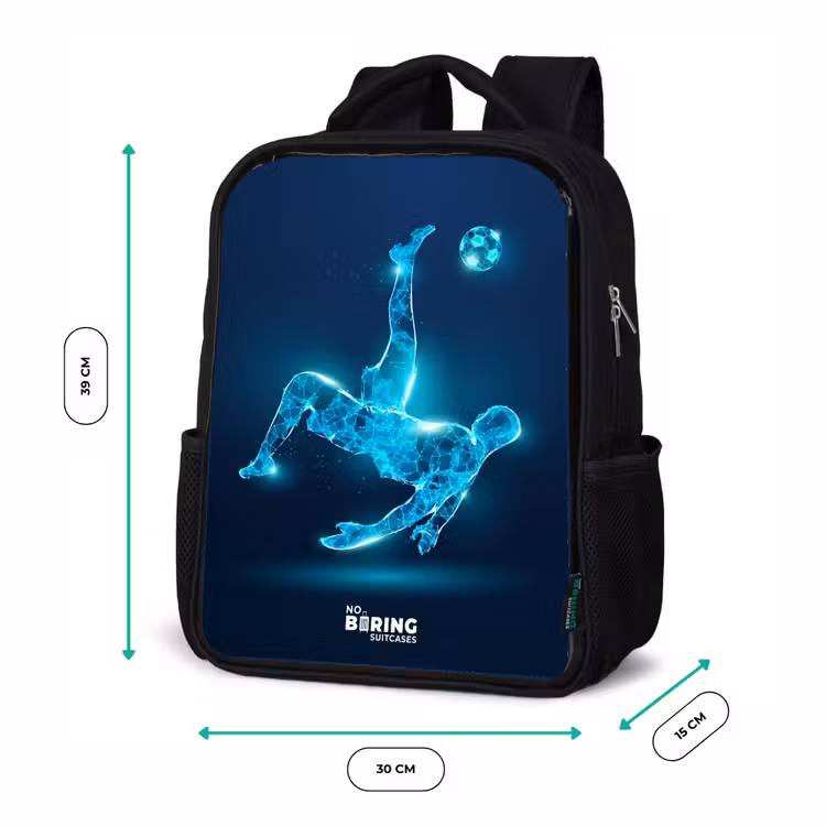 Omhaal in blauw neonvoetbal Rugzak - Zwart middel -productfoto_formaten