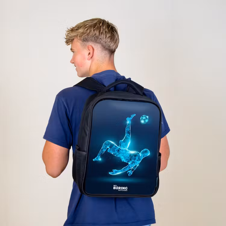Omhaal in blauw neonvoetbal Rugzak - Zwart middel -sfeer8