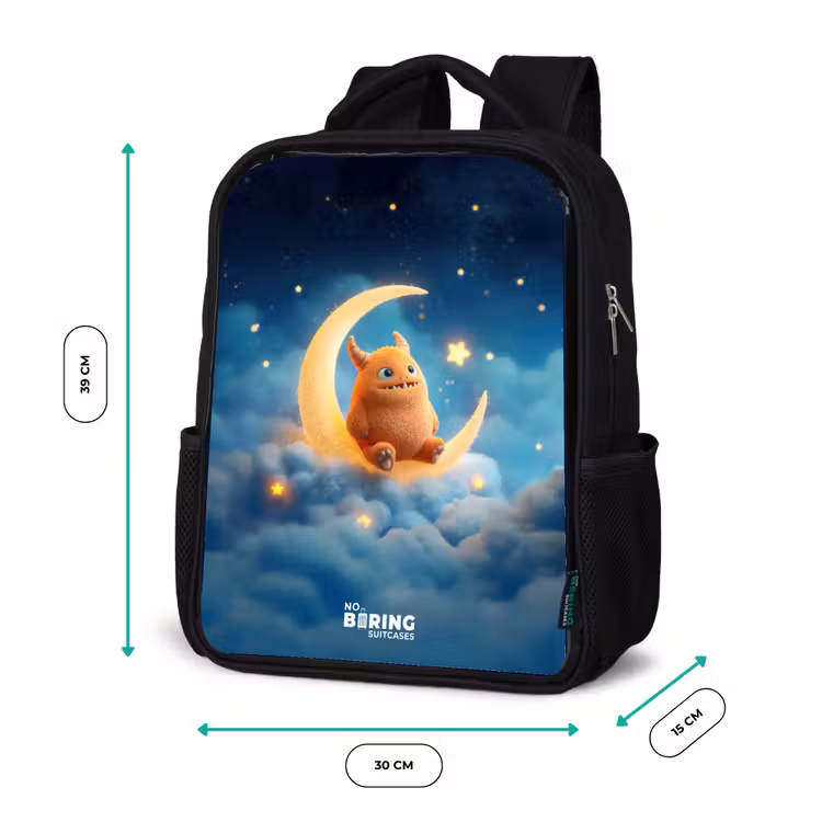 Oranje monster op maansikkel Rugzak - Zwart middel -productfoto_formaten
