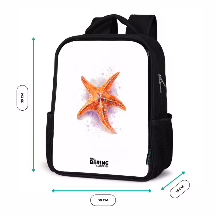 Oranje Zeester Illustratie Rugzak - Zwart middel -productfoto_formaten