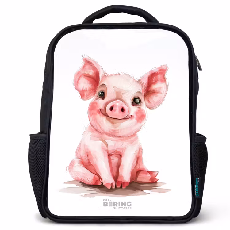 Roze baby varken Rugzak - Zwart middel -3d