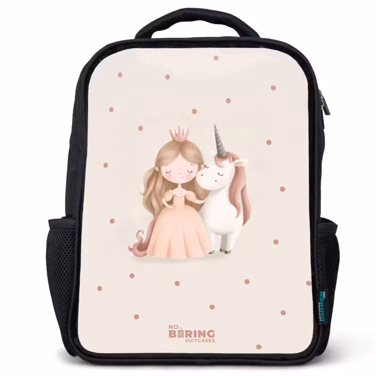 Prinses en een eenhoorn in pastel kleuren Rugzak - Zwart middel -3d