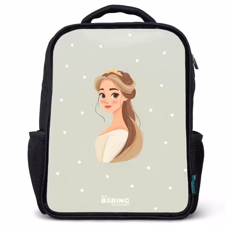 Prinses met tiara op groene stippenachtergrond Rugzak - Zwart middel -3d