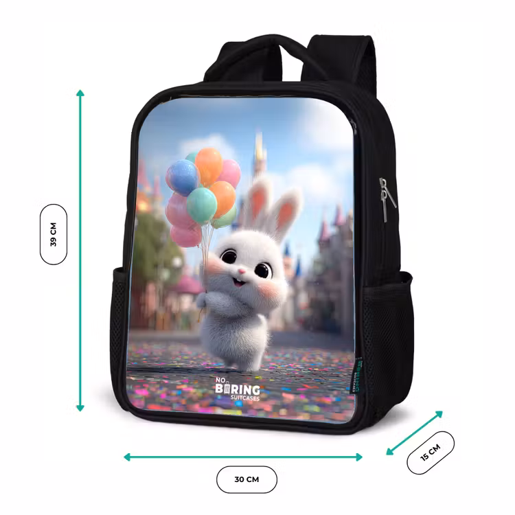 Konijn - Ballonnen Rugzak - Zwart middel -productfoto_formaten
