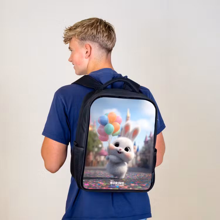 Konijn - Ballonnen Rugzak - Zwart middel -sfeer8