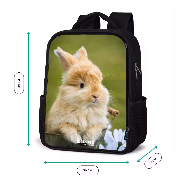 Konijn in bloempot Rugzak - Zwart middel -productfoto_formaten
