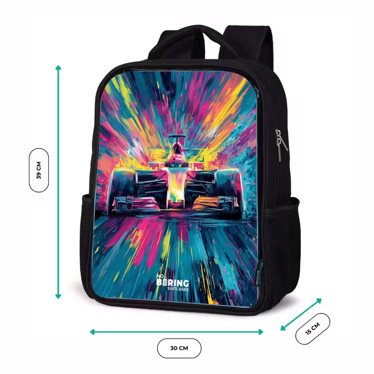 Raceauto - Explosie - Kleurrijk - Abstract Rugzak - Zwart middel -productfoto_formaten