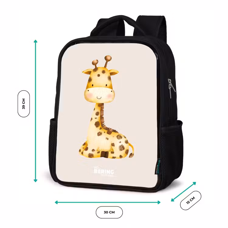 Liggende giraffe illustratie op beige achtergrond Rugzak - Zwart middel -productfoto_formaten