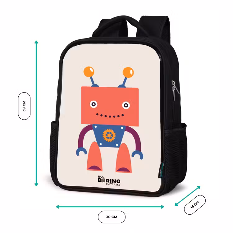 Rode robot met vierkant hoofd Rugzak - Zwart middel -productfoto_formaten
