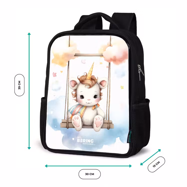 Schommelende baby eenhoorn Rugzak - Zwart middel -productfoto_formaten