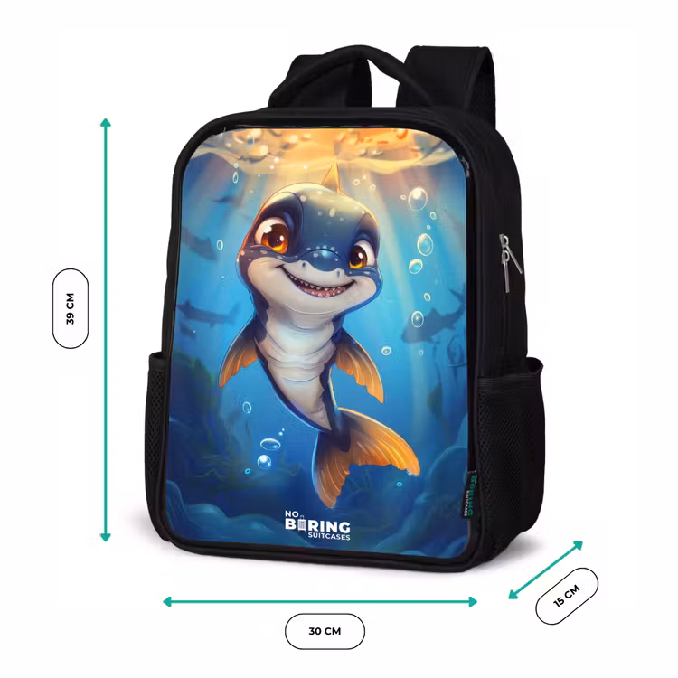 Haai met gezicht in het water Rugzak - Zwart middel -productfoto_formaten