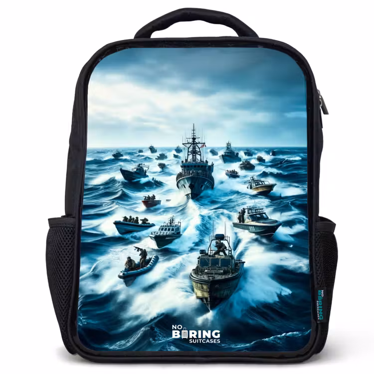 Schepen in de zee Rugzak - Zwart middel -3d