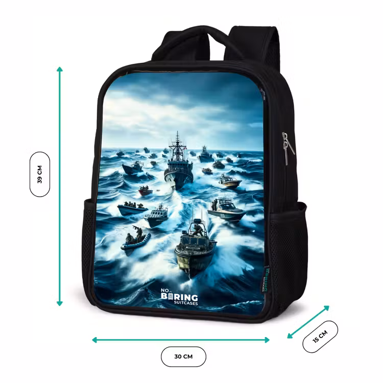 Schepen in de zee Rugzak - Zwart middel -productfoto_formaten