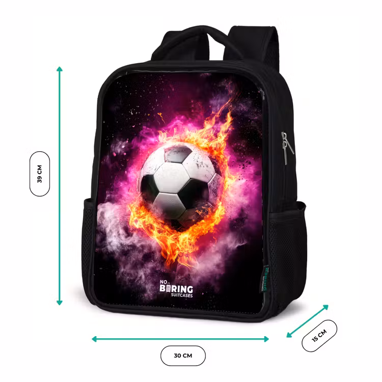 Voetbal in roze vuur explosie Rugzak - Zwart middel -productfoto_formaten