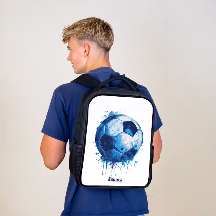 Voetbal - Inktspatten - Blauw - Bal Rugzak - Zwart middel -sfeer8