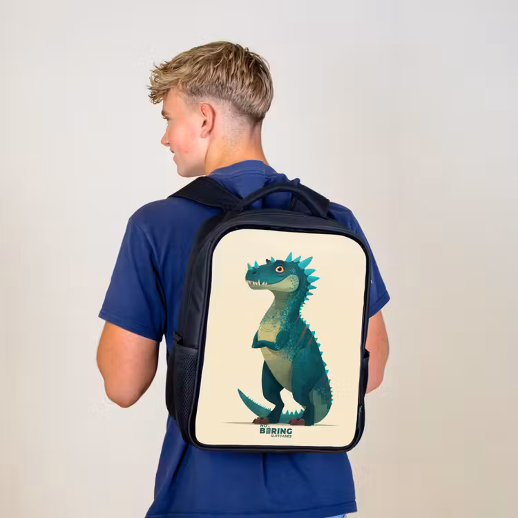 Spiky dino met vriendelijke blik Rugzak - Zwart middel -sfeer8