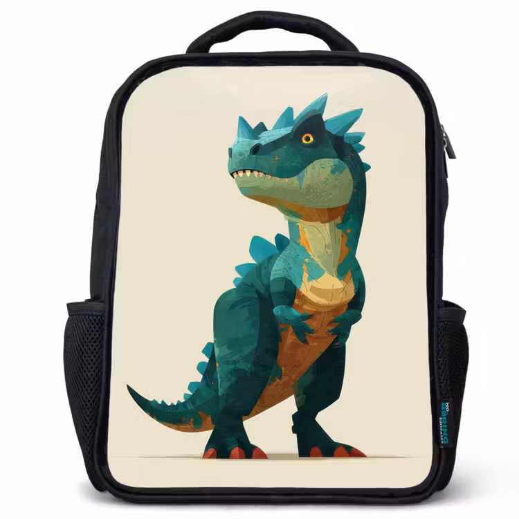 Stekels - Dino - Blauw - Gespierd Rugzak - Zwart middel -3d