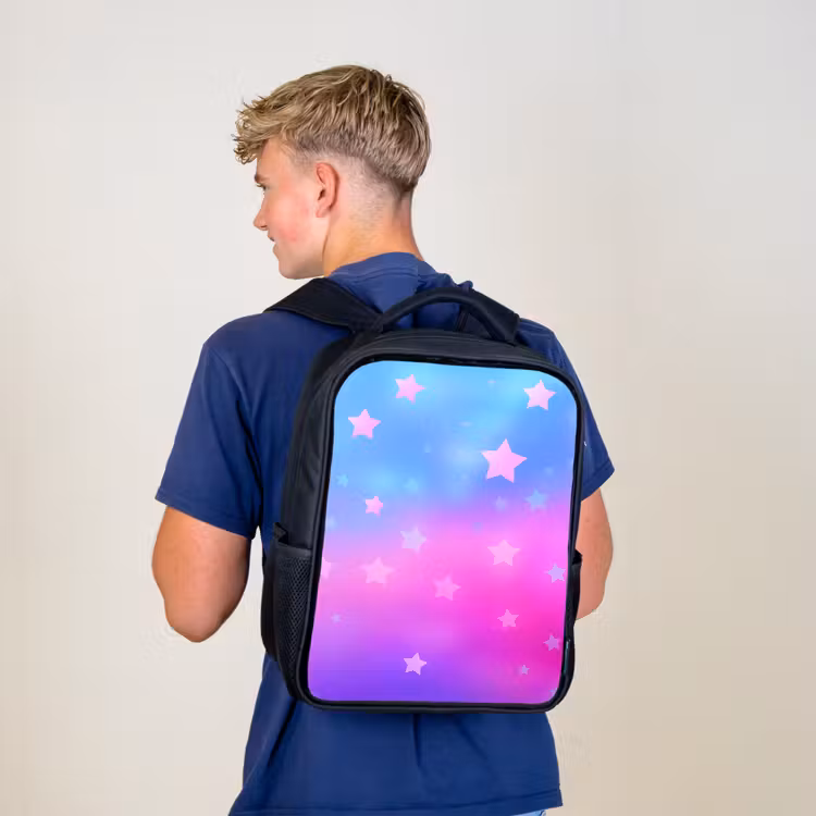 Sterren - Roze - Blauw Rugzak - Zwart middel -sfeer8