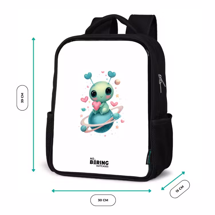 Lief buitenaards wezentje met hartje Rugzak - Zwart middel -productfoto_formaten