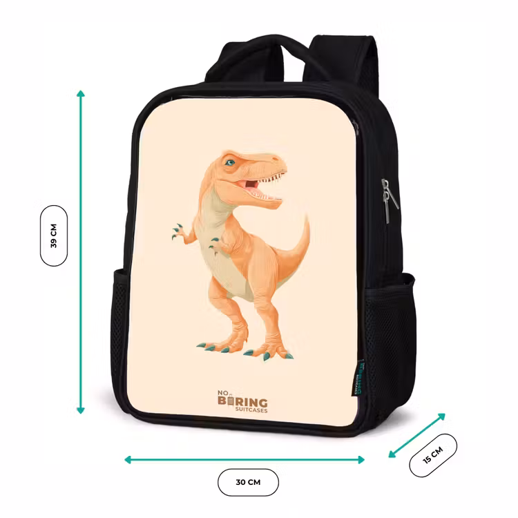 T-rex dino in oranje kleuren Rugzak - Zwart middel -productfoto_formaten