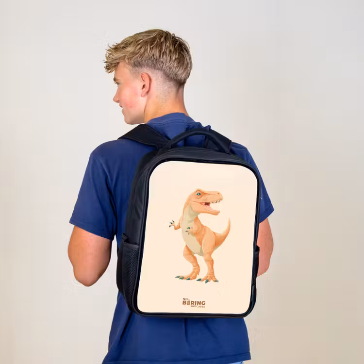 T-rex dino in oranje kleuren Rugzak - Zwart middel -sfeer8