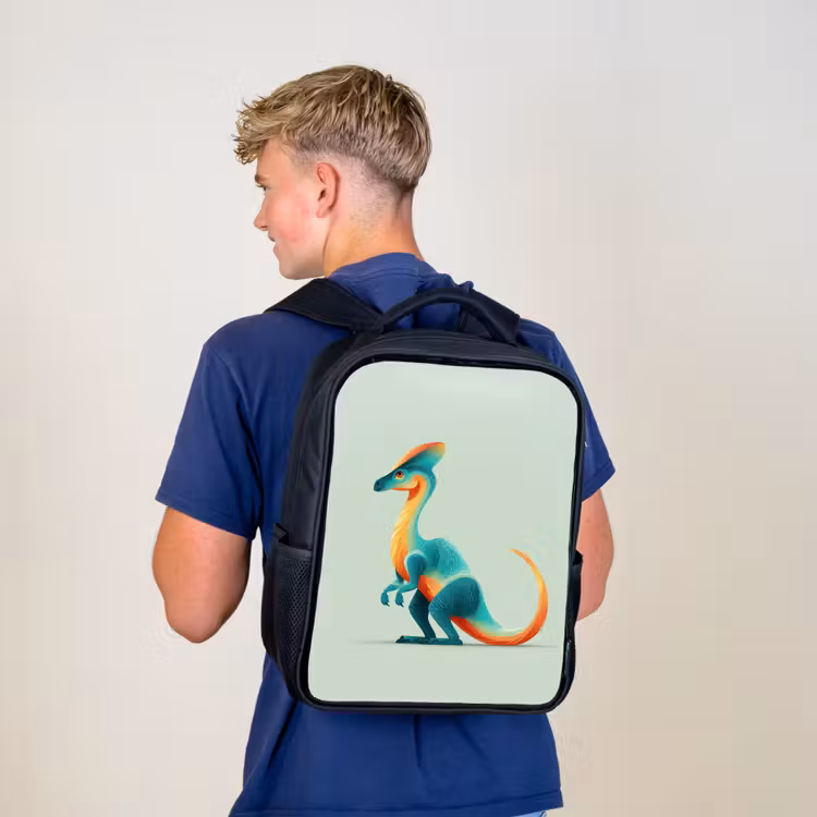 Staart - Dino - Minimalistisch - Blauw Rugzak - Zwart middel -sfeer8
