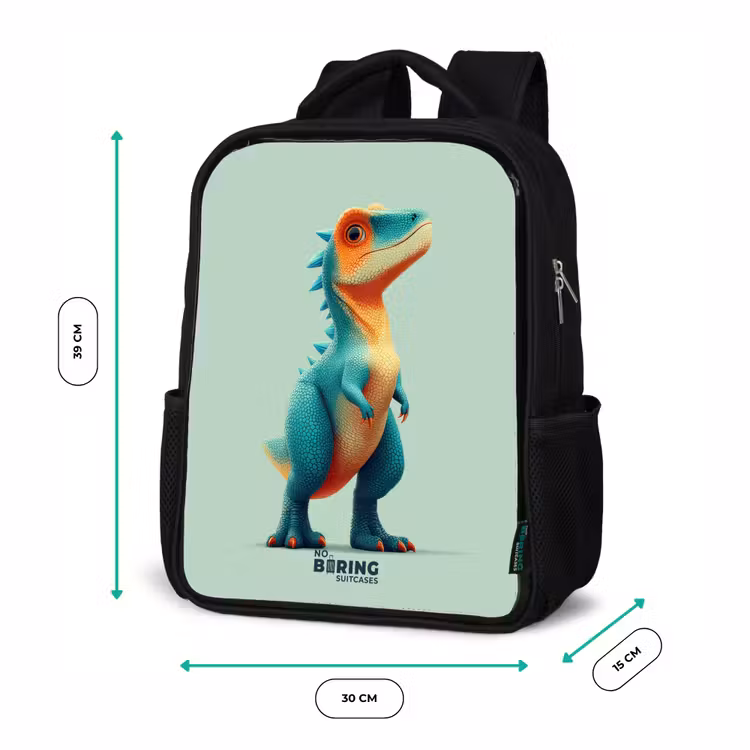 Stoere dino met grote ogen Rugzak - Zwart middel -productfoto_formaten